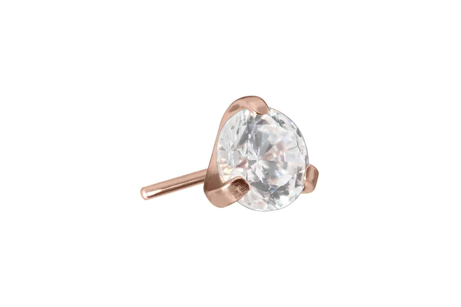 Titan Aufsatz mit Push Pin EINGEFASSTER KRISTALL von Piercingline